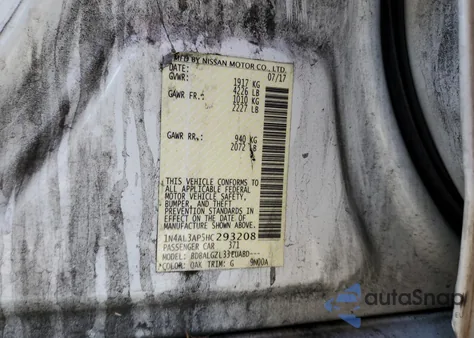 2017 Nissan Altima 2.5 из США, поврежденный, VIN 1N4AL3AP5HC293208